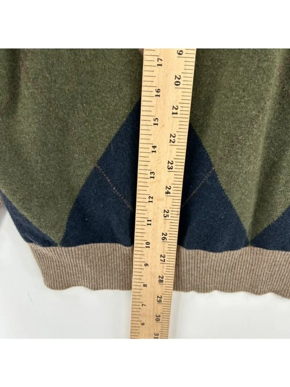 American Blue Pure Cashmere Sweater Mens XL Geometric Pattern V-Neck Long Sleeve